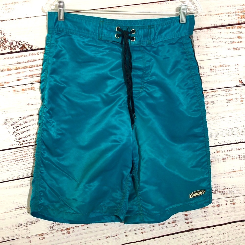 Gotcha Teal Swim Nylon Shorts with Black Velcro & lace size 33